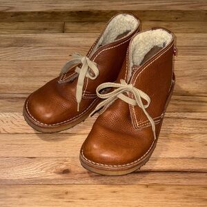 Men's Tan Leather Lace-Up Shearling-Lined Boots